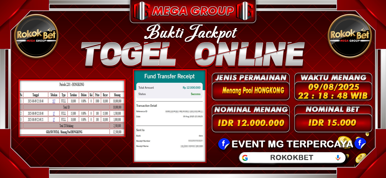 Bukti JP situs Rokokbet hari Minggu, 10 Agustus 2025