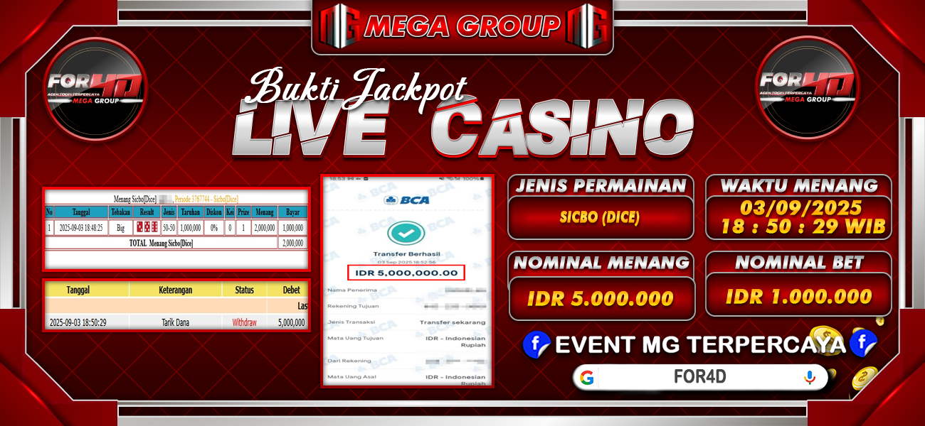 Bukti JP situs For4D hari Rabu, 03 September 2025