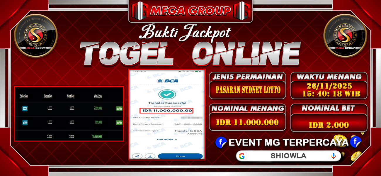 Bukti JP situs Shiowla hari Rabu, 26 November 2025