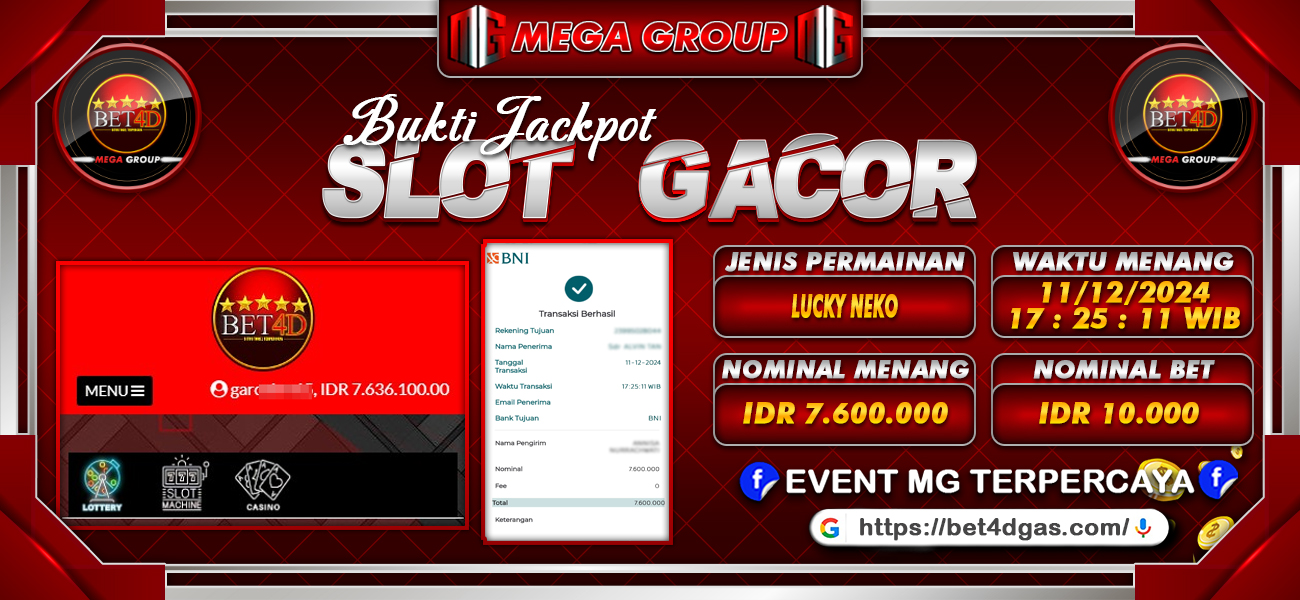 Bukti JP situs Bet4D hari Rabu, 11 Desember 2024