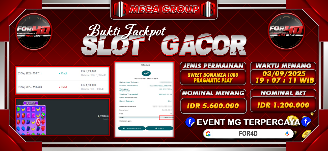 Bukti JP situs For4D hari Rabu, 03 September 2025