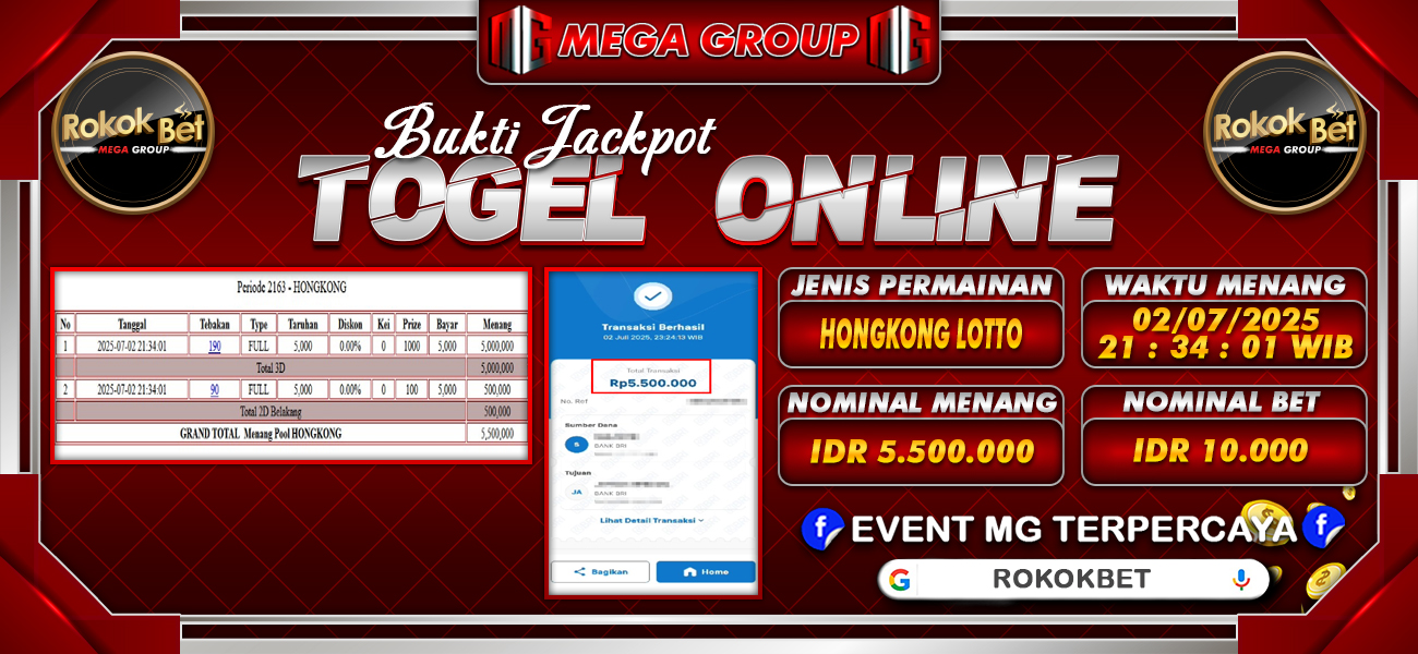 Bukti JP situs Rokokbet hari Kamis, 03 Juli 2025