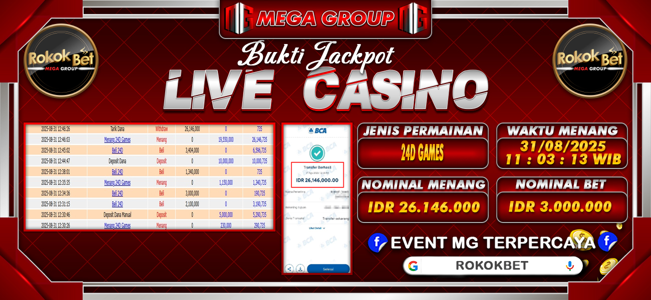 Bukti JP situs Rokokbet hari Minggu, 31 Agustus 2025