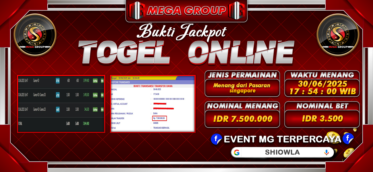 Bukti JP situs Shiowla hari Rabu, 02 Juli 2025