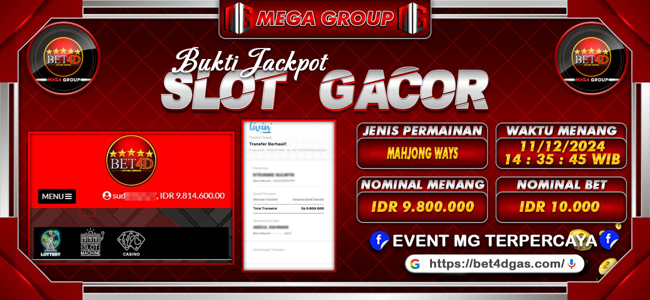 Bukti JP situs Bet4D hari Rabu, 11 Desember 2024