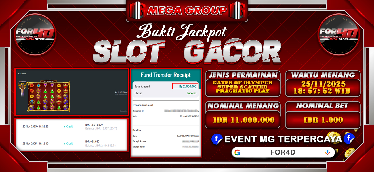 Bukti JP situs For4D hari Selasa, 25 November 2025