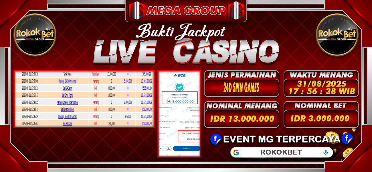 Bukti JP situs Rokokbet hari Minggu, 31 Agustus 2025