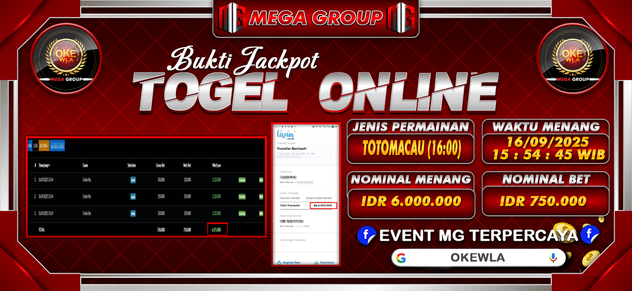 Bukti JP situs Okewla hari Selasa, 16 September 2025