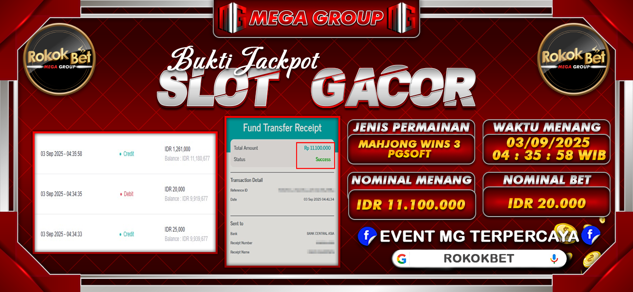 Bukti JP situs Rokokbet hari Rabu, 03 September 2025