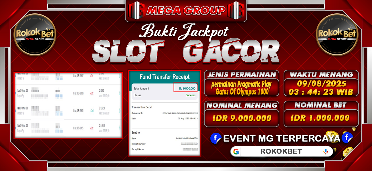 Bukti JP situs Rokokbet hari Sabtu, 09 Agustus 2025