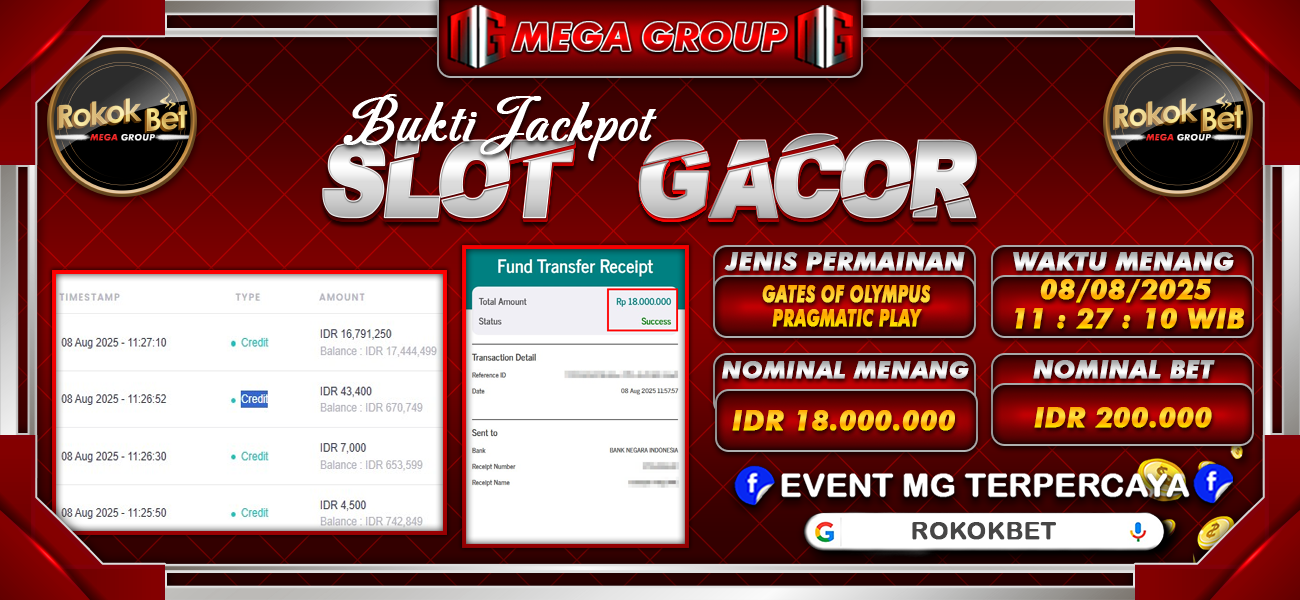 Bukti JP situs Rokokbet hari Jumat, 08 Agustus 2025
