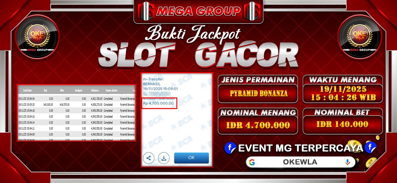 Bukti JP situs Okewla hari Rabu, 19 November 2025