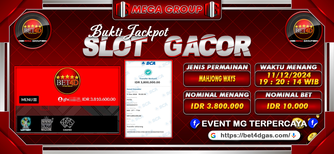 Bukti JP situs Bet4D hari Rabu, 11 Desember 2024