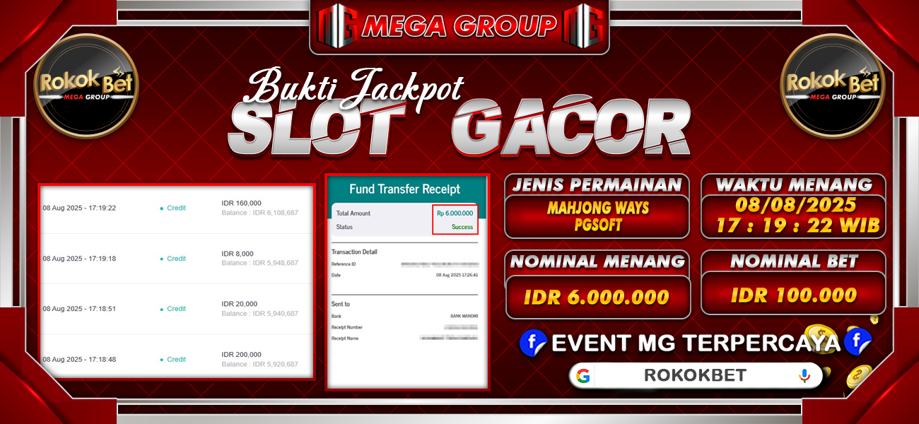Bukti JP situs Rokokbet hari Jumat, 08 Agustus 2025