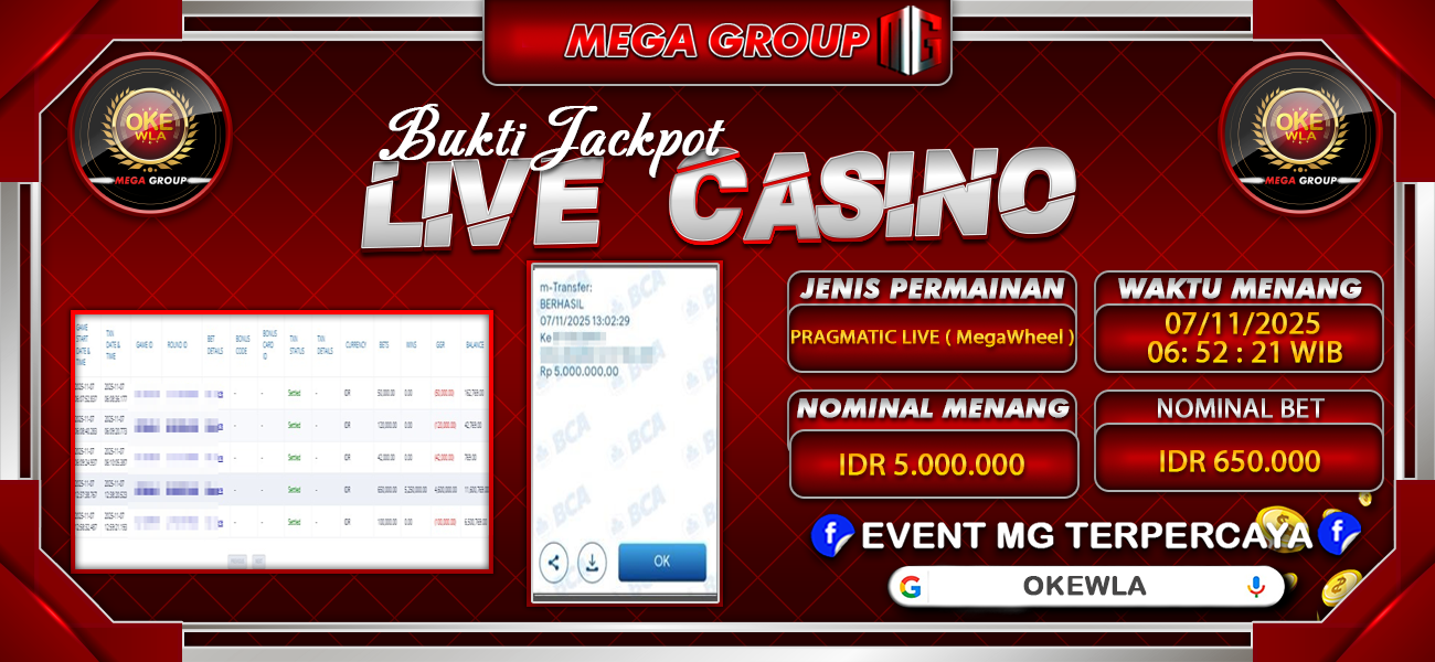 Bukti JP situs Okewla hari Jumat, 07 November 2025