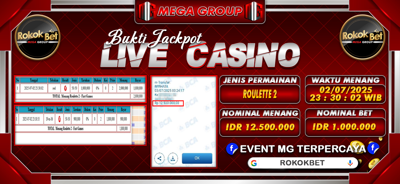 Bukti JP situs Rokokbet hari Kamis, 03 Juli 2025